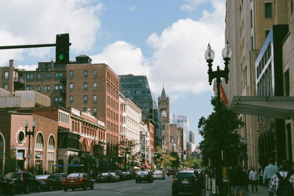 Busy Boston streets showcasing Boston customer service and global support opportunities.