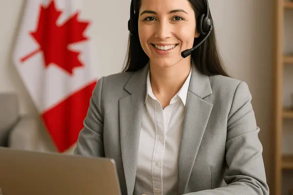 Smiling businesswoman holding a tablet and pen in a modern office corridor